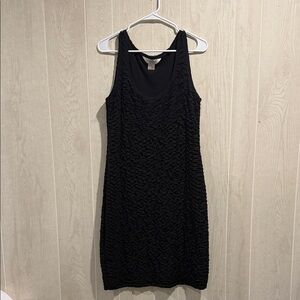 Allison Taylor Elegant Black Sleeveless Dress Ruched Design- L